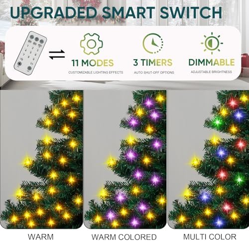 Northroad 6ft Pre-lit Artificial Christmas Tree, Prelit Xmas Tree w/1000 Branch Tips & 350 UL Listed Lights with Remote Control,Timer for Xmas Decoration,Green