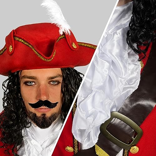 Spooktacular Creations Mens Pirate Captain Costume Set, Red Deluxe Captain Outfit for Adult Halloween Dress Up Party Cosplay