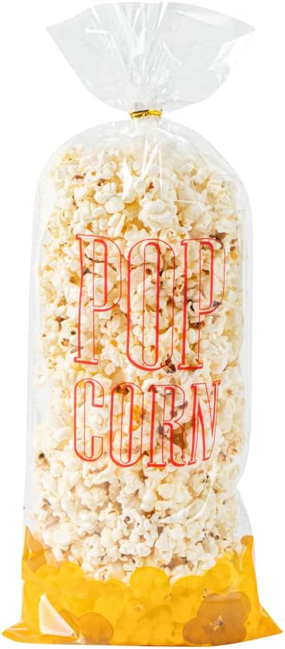 Restaurantware-Bag Tek 17 x 7 Inch Popcorn Bags, 100 Greaseproof Popcorn Favor - Hot & Cold Friendly, Freezable, Clear PE Plastic Carnival, For Event Favors Or Goodie Bags