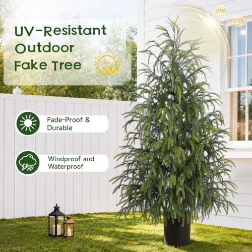 3Pcs Christmas Norfolk Pine Tree, 2FT 3FT 4FT Real Touch Artificial Tree