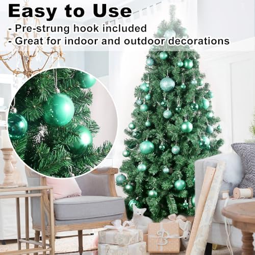 Teal 3.2" Large Christmas Balls - Christmas Tree Decoration Ornaments Shatterproof Hanging Balls for Birthday Halloween Holiday Wedding Decorations Set of 10pcs