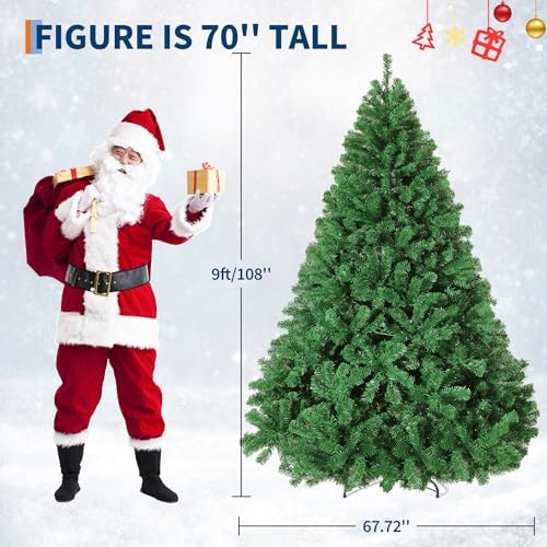 9ft Artificial Christmas Tree, Realistic Full Unlit Holiday Décor