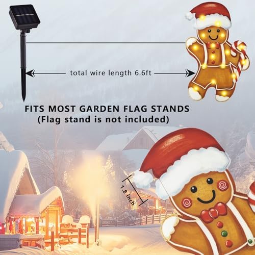 Lighted Christmas Gingerbread Garden Flag Decor, 12x18 In