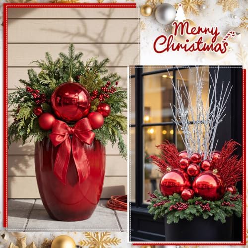 Threan 10 Inch Large Burgundy Shiny Christmas Ball Ornaments