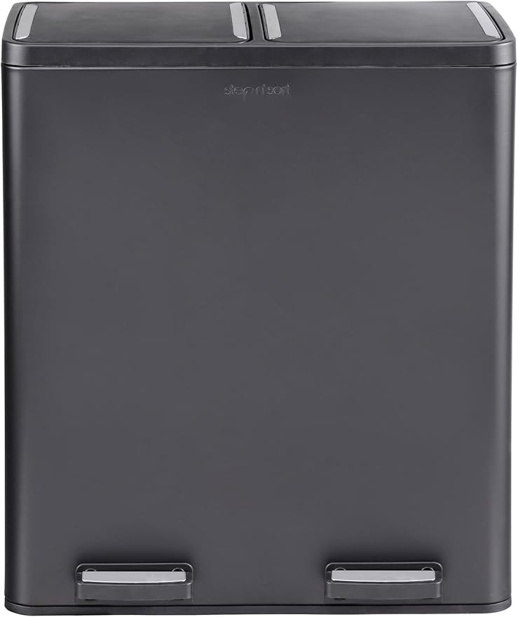 Step N' Sort The 18.5 Gallon Extra Large Capacity, Soft-Step, Dual Trash and Recycling Bin with Removable Inner Bins