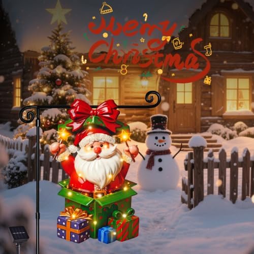 Lighted Christmas Santa Garden Flag Outdoor Decor, 12x18 Inch