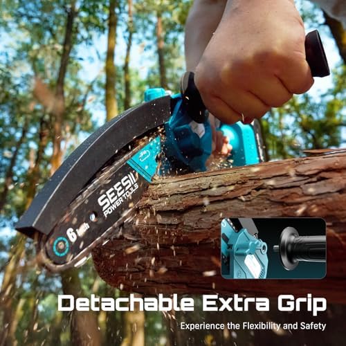 SEESII 6 Inch Mini Electric Chainsaw Cordless Battery Powered