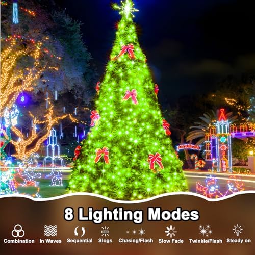 196 FT 500 LED String Lights Outdoor Indoor, Christams String Lights Waterproof 8 Modes & Timer, Fairy Lights Plug in for Bedroom, Weeding, Patio, Party, Christmas Decor (Green)