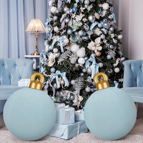 Jetec 3 Pcs 32 Inch Giant Velvet Christmas Inflatable Balls, Gray Blue