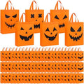 Sanwuta 180 Pcs Halloween Tote Gift Bags 14.9 x 11.8 Large Treat or Trick Pumpkin Reusable Non Woven Candy Goodies Bag for Halloween