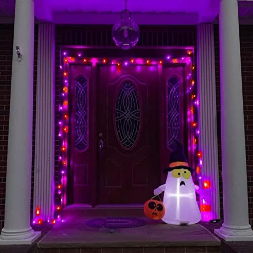 TW SHINE Halloween Lights, 400 LED 132FT Outdoor Halloween Lights Plug in with 8 Modes, Waterproof Light Outdoor, Indoor Decorations for Party Yard Haunted House Decor, Orange and Purple