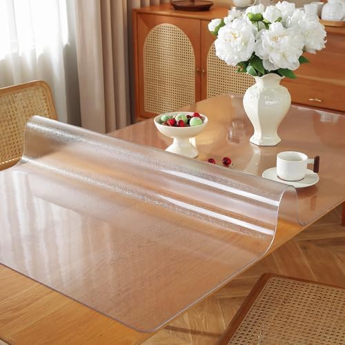 OstepDecor 38x66 in Frosted Table Protector 1.5mm Thick Plastic Table Cover