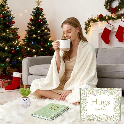 Birthday Gifts for Women New Mom Her Friends w/ Blanket, Gifts Baskets for Women, ,Get Well Soon Self Care Gifts,Spa Care Package After Surgery,Inspirational Sympathy,Feel Better, Cancer Gift, Hug Box