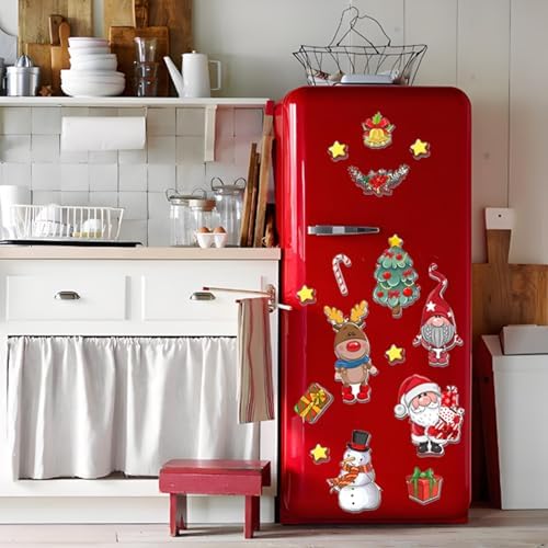 Magnetic Christmas Tree for Refrigerator, Soft Magnetic Ornaments Set, Reusable Holiday Decor for Kids & Family, Fun Xmas Decoration for Home, Kitchen, Office (Xmas Tree-B)
