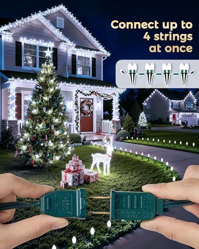 Christmas Pathway Lights Outdoor, 51.4 Ft 40 Bulbs C9 Lights Pure White
