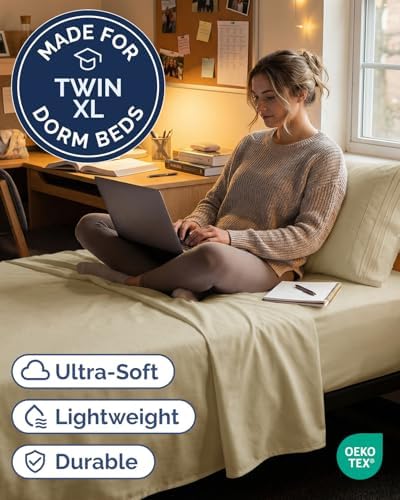 Twin XL Size 3 Piece Sheet Set - Comfy Breathable & Cooling Sheets - Beige
