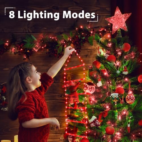 Toodour LED Christmas Light - 2.5FT Christmas Decorative Ladder Lights with Santa Claus, Xmas Decorations Light for Indoor Outdoor, Window, Garden, Home, Wall, Xmas Tree Decor - Red