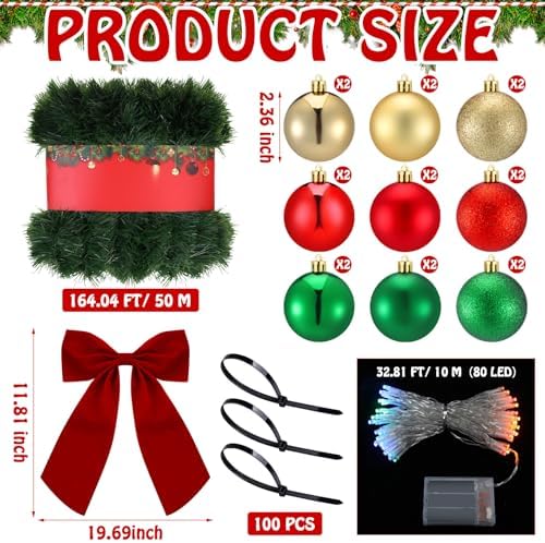 Roundfunny 5 ft Christmas Tree Tent Set, Garland Balls LED Lights Playhouse