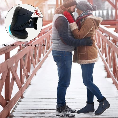 Alicegana Snow Boots for Women Winter: Warm Fur Lined Ankle Booties Comfortable Waterproof Slip On Lightweight Womens Boots