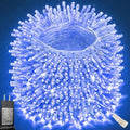 Pooqla 500 LED String Lights Indoor Outdoor, 164 ft Blue Christmas Lights Plug in with Timer, Connectable 8 Modes Waterproof Clear Wire Twinkle Fairy Lights for Bedroom Party Classroom Decor