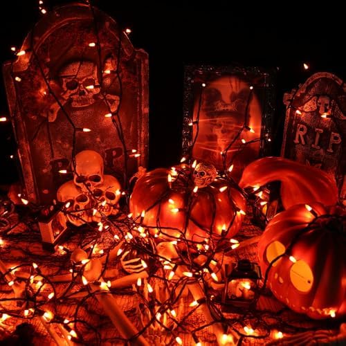 BrizLabs Orange Lights 150 Count 34.8ft Incandescent Halloween Light String
