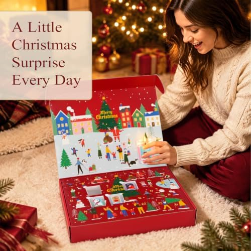 Candle Advent Calendar 2026, 24 Days of Christmas Countdown Candles, Festive Scented Soy Wax Gift Set, Holiday Aromatherapy Candles for Women, Christmas Decor