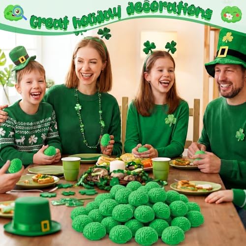 Skylety 100 Pcs Brain Balls Bulk Halloween Funny Toy, Green, Mini