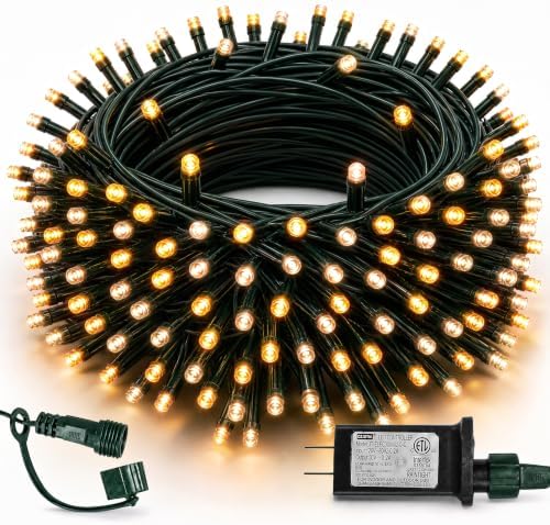 TW SHINE Christmas Lights, 200 LED 66FT Outdoor Christmas Lights Plug in with 8 Modes, Waterproof Light Outdoor, Indoor Xmas Decorations for Party Yard House Decor, Warm White