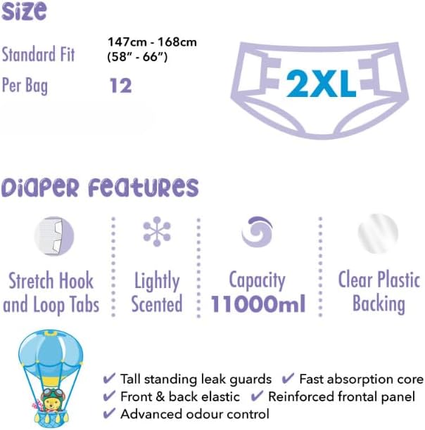 Rearz - Daydreamer - Adult MEGA 11L Adult Diapers (12 Pack) (2X-Large)