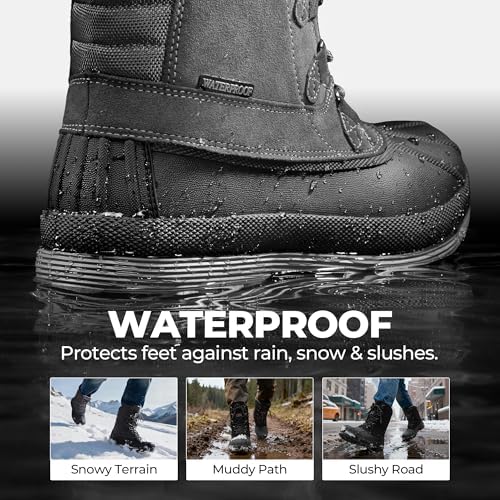 NORTIV 8 Men's Waterproof Winter Snow Boots