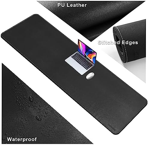 CENNBIE Leather Desk Mat, 71" x 19.6" Large Mouse pad for Desk (Black)