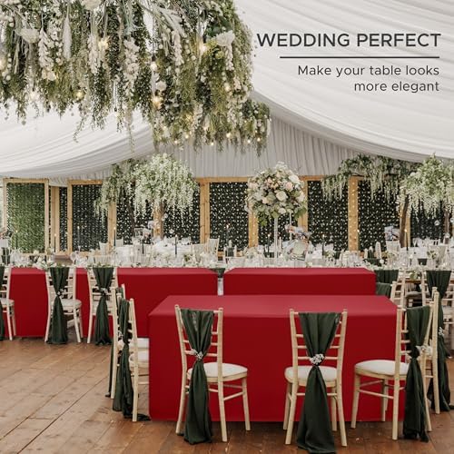 HolidayIdeas 4-Pack Red Fitted Tablecloth for 6ft Tables Christmas Decor