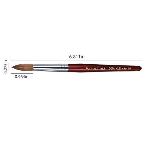 100% Pure Kolinsky Acrylic Nail Brush Solid Wood Handle Professional Manicure Brushes for Powder Nail Acrylic Application - Salon & DIY Nail Art Essentials - Size 18, 1.0 Count