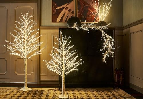 Hairui Lighted White Tree Plug in with 6FT 690 White Fairy Lights, Christmas Tree with Lights for Indoor Outdoor Home Christmas Holiday Party Decoration