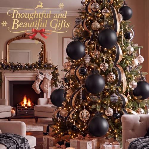 Weysat 4 Pcs Large Fillable Christmas Ball Ornaments, Matte Black, 10 Inch