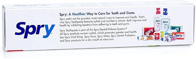 Spry Natural Fluoride Free Xylitol Toothpaste, 5oz Spearmint (Pack of 2) | Gentle for Sensitive Teeth Whitening and Remineralizing, Bad Breath Freshening, Dry Mouth Moisturizing, for Adults and Kids