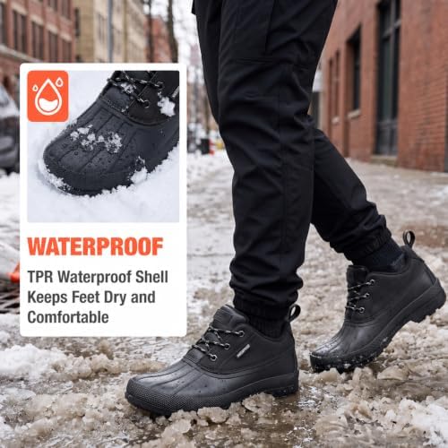 HISEA Men's Snow Rain Boots Waterproof, Insulated Ankle Duck Winter Boot