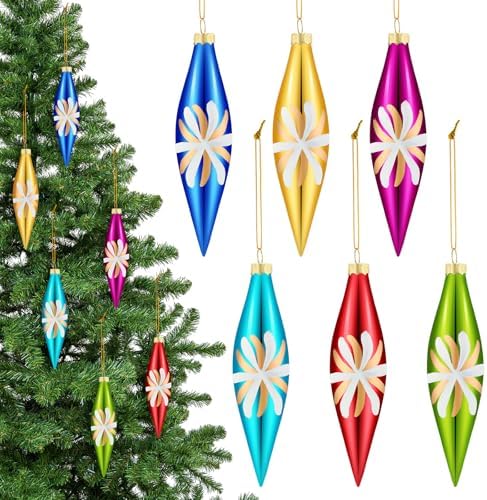 Soaoo 6 Pack Glass Christmas Ornaments,Multicolor Retro Christmas Ornament