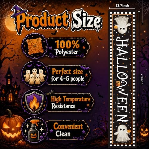Halloween Decorations - Cute Ghost Pumpkin Halloween Table Runner
