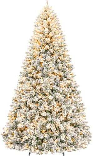 Hykolity 7.5 ft Flocked Prelit Christmas Tree
