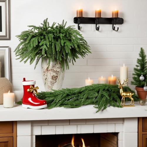 12 Pcs 18 Inch Real Touch Norfolk Pine Stems