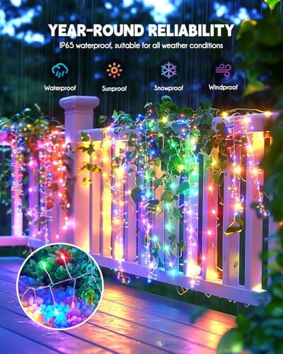 240 LED Solar Fairy Lights Outdoor Waterproof IP65, 20FT 8 Lighting Modes