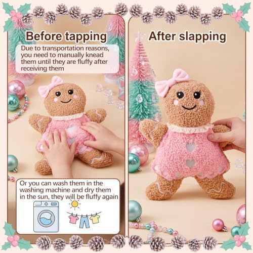 Konohan 3 Pcs Christmas Gingerbread Man House Throw Pillows Pastel Pillow