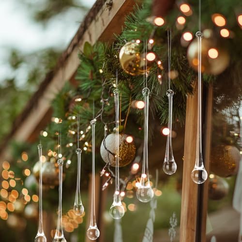 44 Pcs Crystal Glass Teardrop Christmas Ornaments, 4 Large Size
