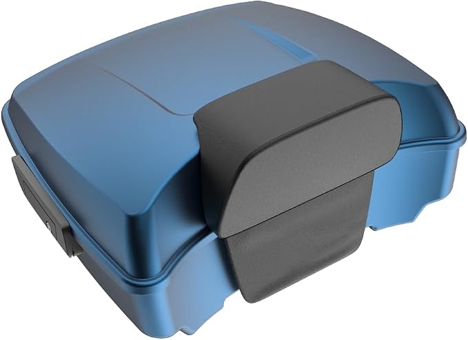 Advanblack Road Glide Tour Trunk Pack Legend Blue Denim Chopped Tour Trunk Pack Backrest Pad for '97-'25 Harley Touring Road King Street Glide Electra Glide CVO models
