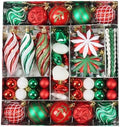 82Pcs Red and Green Christmas Tree Ornaments Set, Shatterproof Christmas Decorations for Tree Assorted Plastic Craft Baubles Snowflake Ball Ornaments for Holiday Party Decor (Red&Green&White)