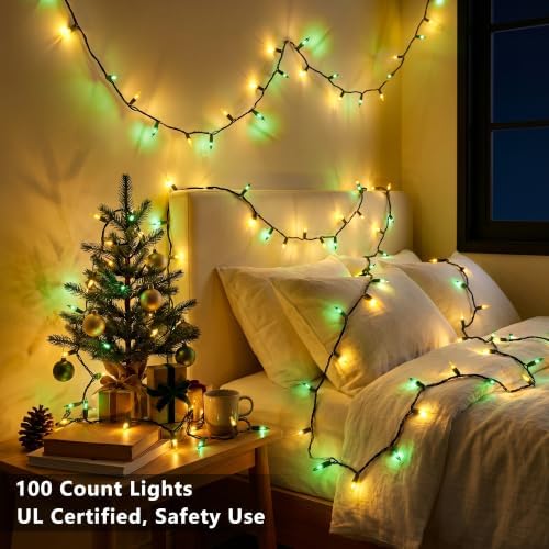 BrizLabs Christmas Lights, 100 Count 19.7ft Yellow & Green String Lights