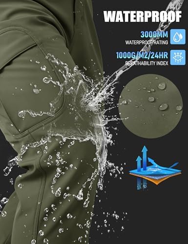 MAGCOMSEN Snow Pants for Men Fleece Lined Softshell Winter Men's Ski Pants
