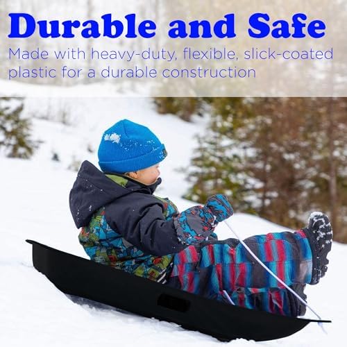 Slippery Racer Downhill Sprinter Flexible Kids Toddler Plastic Cold-Resistant Toboggan Snow Sled with Pull Rope and Handles -35 Inch