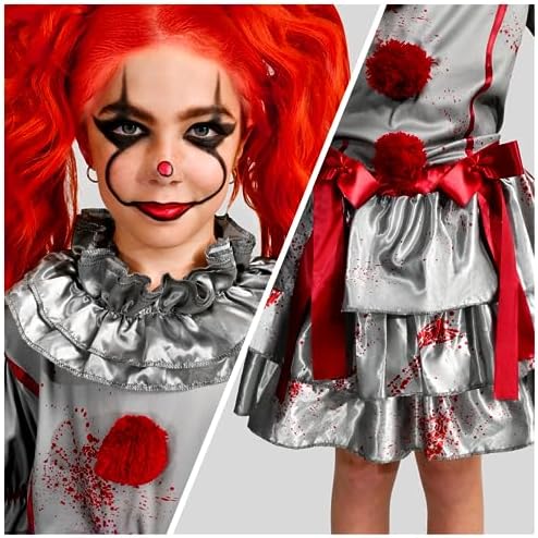 Spooktacular Creations Girls Clown Costume, Evil Clown Dress, Halloween Scary Jester Costume for Girls Halloween